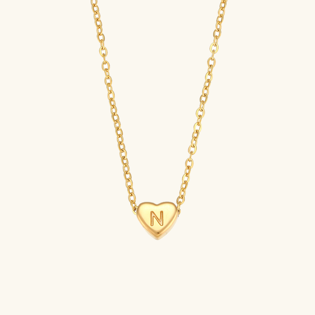 Corazón - Collar con iniciales de oro