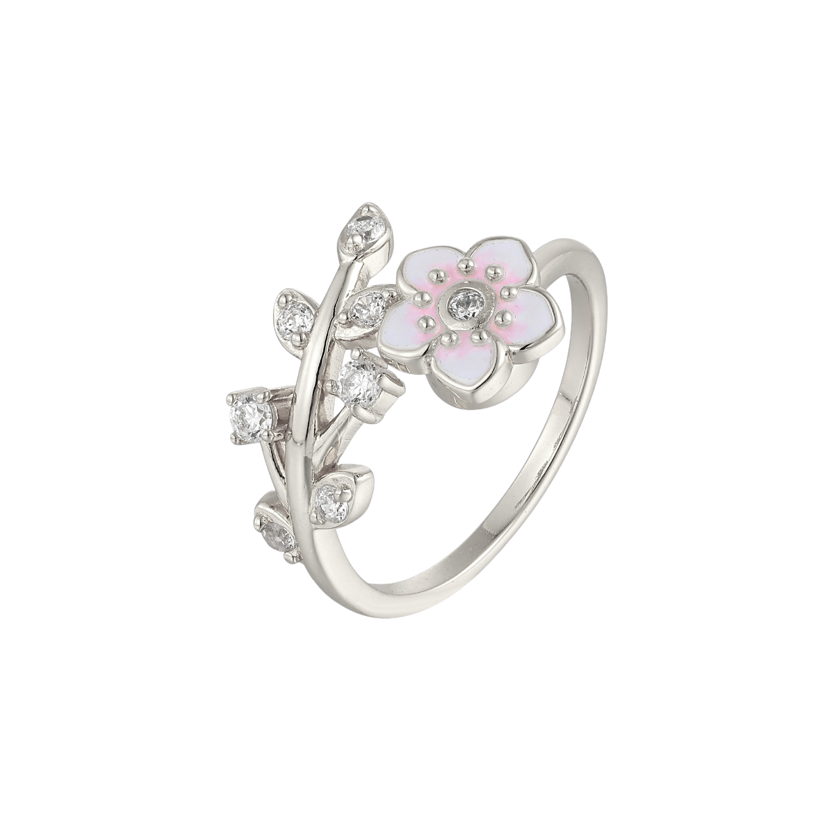Anillo Ajustable para Dama con Motivo de Flor y Varios Acentos de Piedra