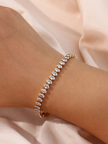 Norah – Pulsera de Tenis Dorada con Eslabones Ovalados