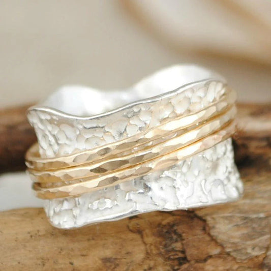 Bianca - Anillo Spinner de Oro y Plata Atemporal