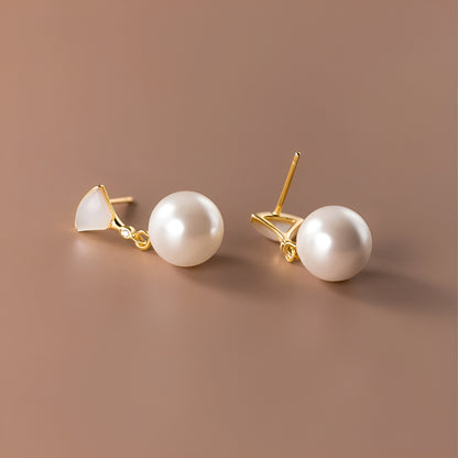 Imee – Pendientes Retro de Plata con Perlas