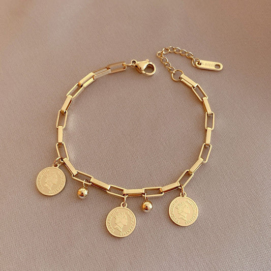 Maja – Pulsera Ajustable con Monedas de Oro
