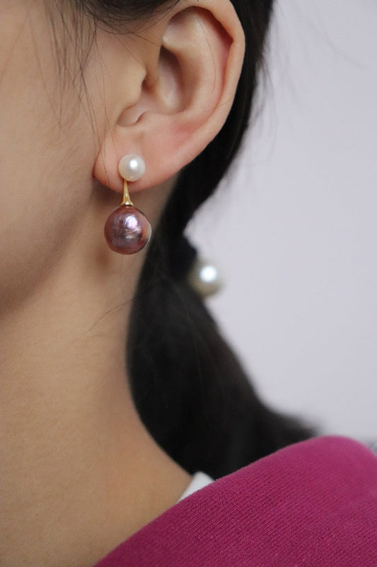 Viola – Pendientes Elegantes con Perlas Moradas