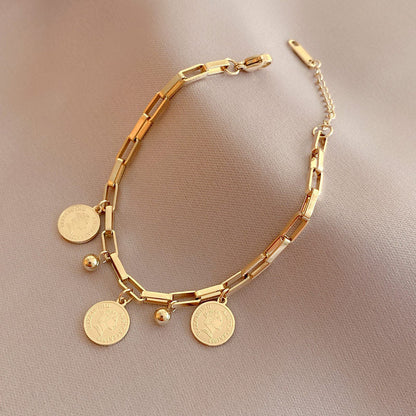 Maja – Pulsera Ajustable con Monedas de Oro