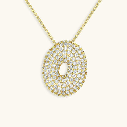 Collar de diamantes con inicial en burbuja