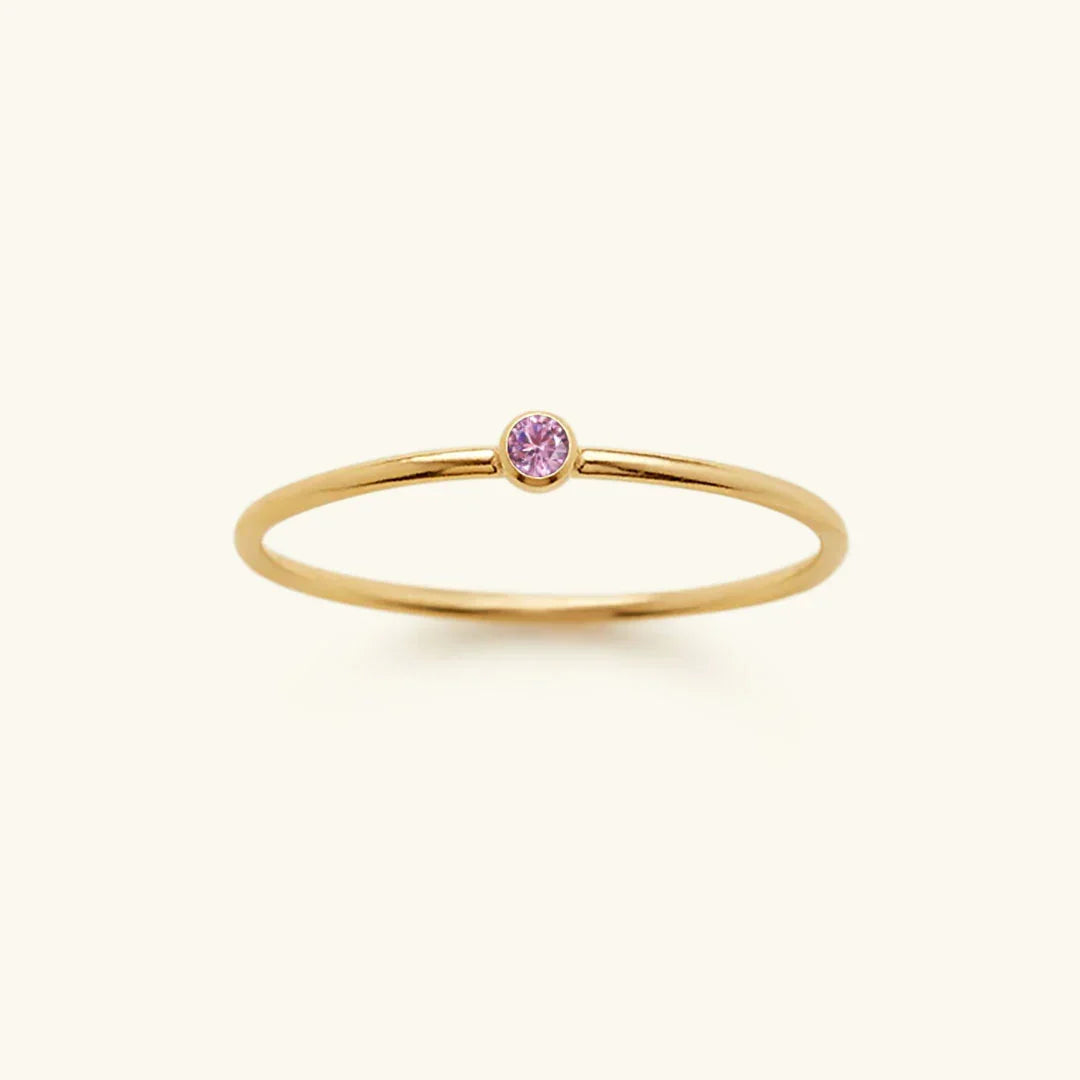 Anillo Apilable de Mujer con Gema de Nacimiento Opcional