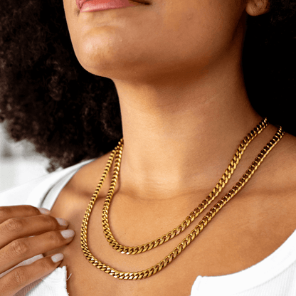 Lea – Collar Cadena Cubana Dorada