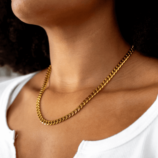 Lea – Collar Cadena Cubana Dorada