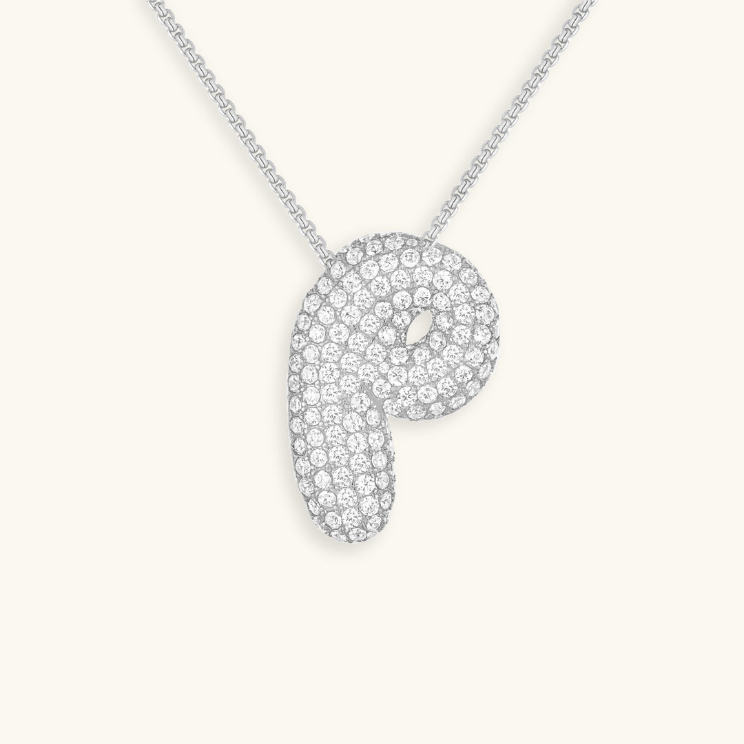 Collar de diamantes con inicial en burbuja