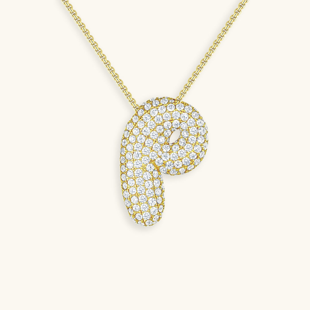 Collar de diamantes con inicial en burbuja