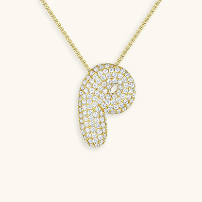Collar de diamantes con inicial en burbuja