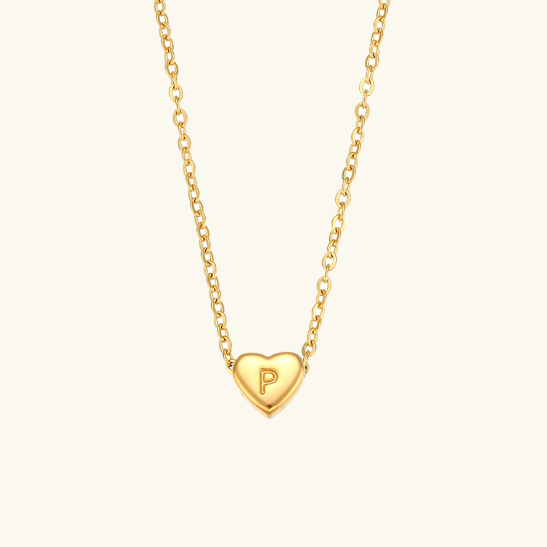 Corazón - Collar con iniciales de oro