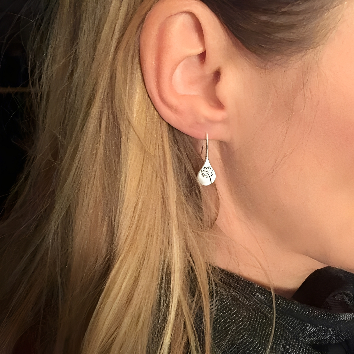 Yara – Pendientes de Hoja de Diente de León en Plata de Ley 925