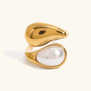 Dama Anillo de Declaración Ajustable con Diseño Esculpido y Elemento de Joyería Central