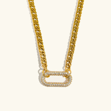 Collar Choker de Mujer con Cadena y Eslabones y Elemento Central de Pavé