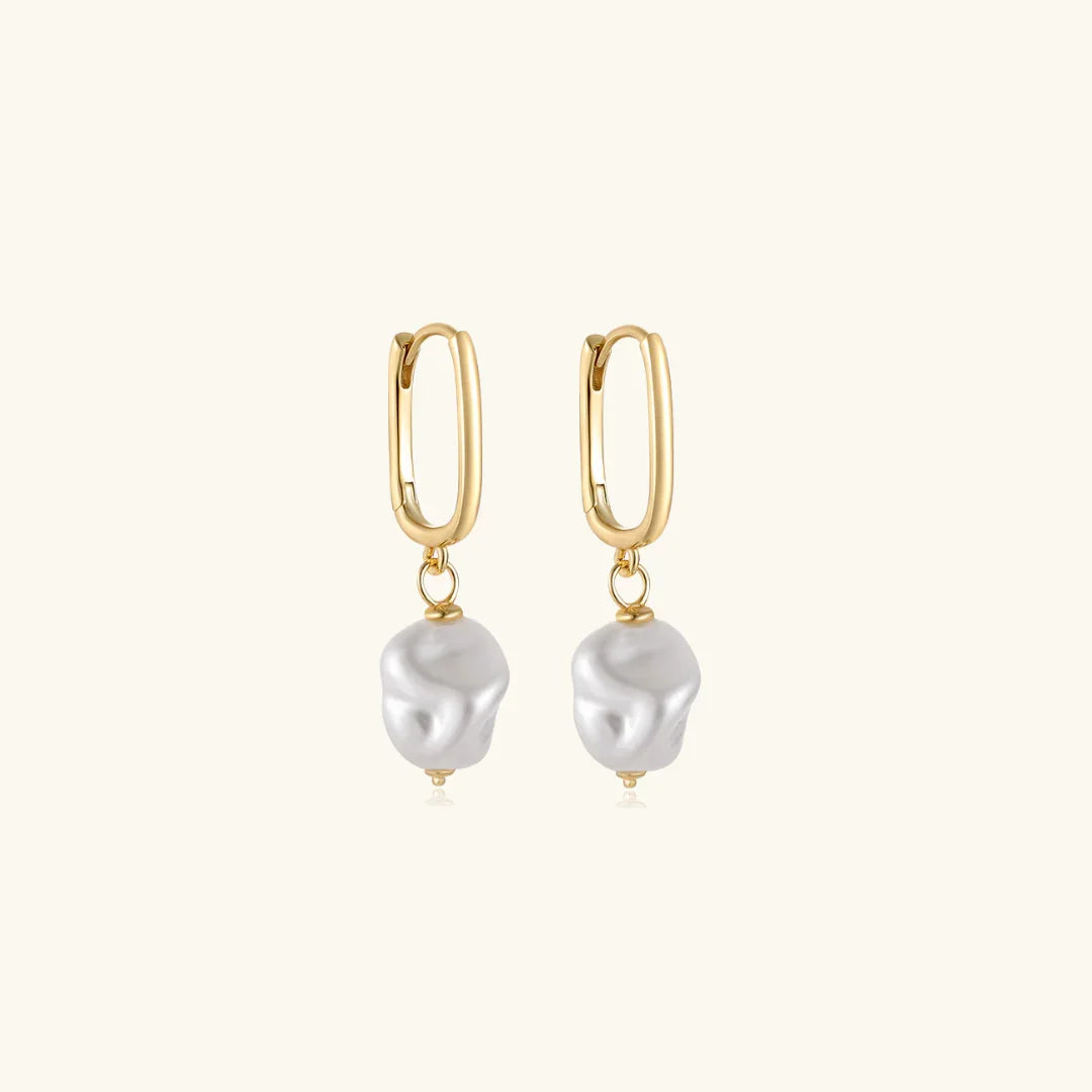 Pendientes Huggie de Mujer con Colgantes de Perlas de Agua Dulce