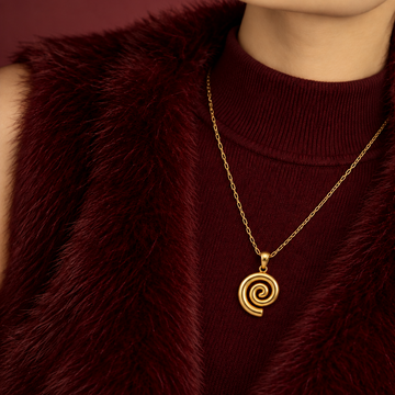 Collar con Colgante de Mujer con Colgante en Forma de Espiral y Diseño Esculpido