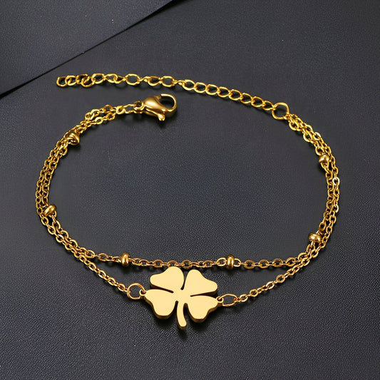 Sanya – Pulsera Trébol Dorado & Plateado