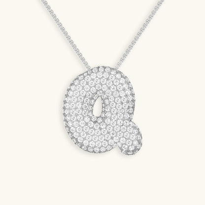 Collar de diamantes con inicial en burbuja