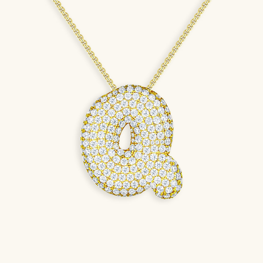Collar de diamantes con inicial en burbuja