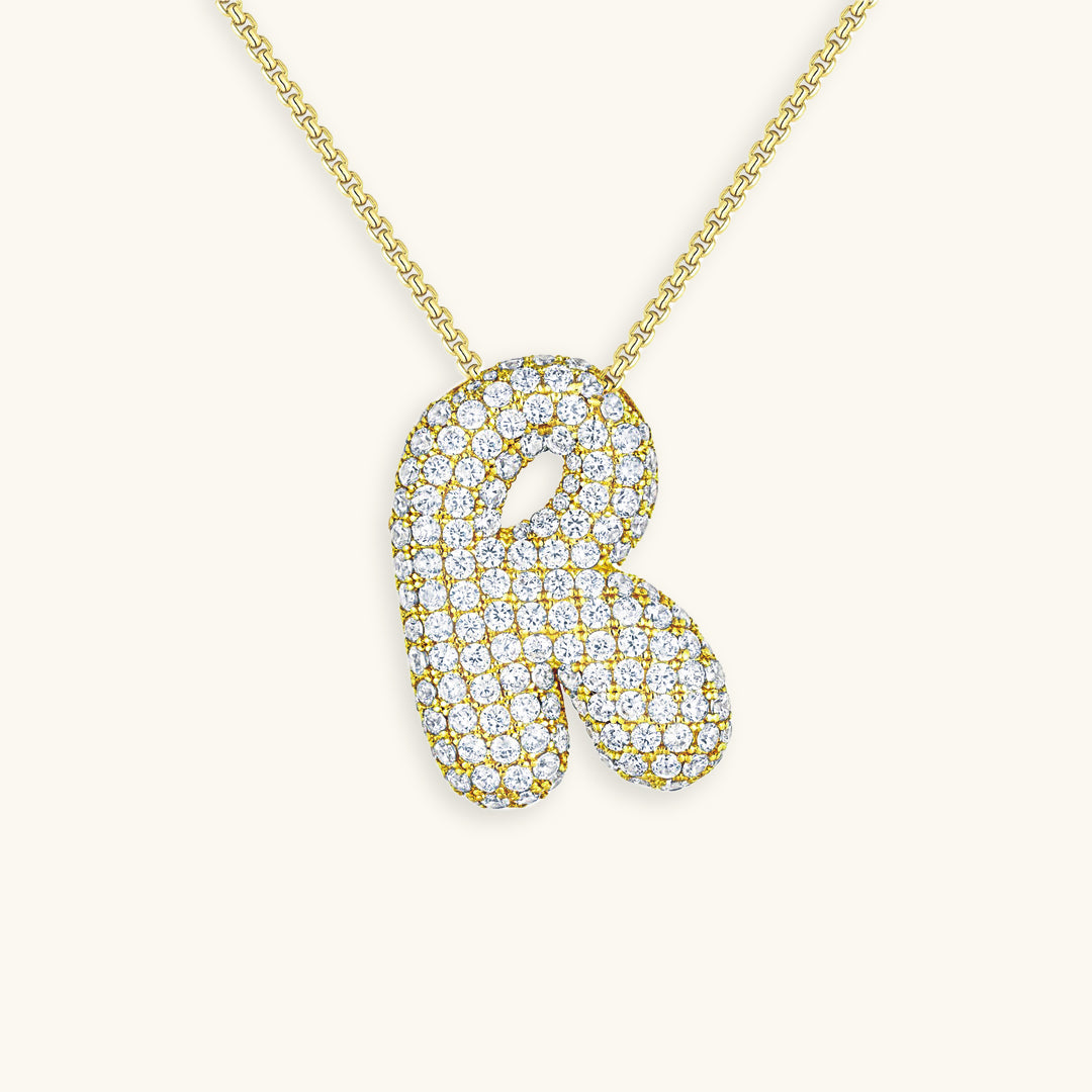 Collar de Diamantes con Iniciales - Diseño Burbuja