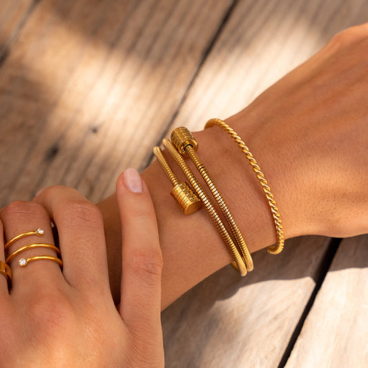 Angie – Pulsera Jonc Torsadé Dorado