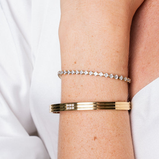 Alina – Pulsera Cadena Tennis Dorado