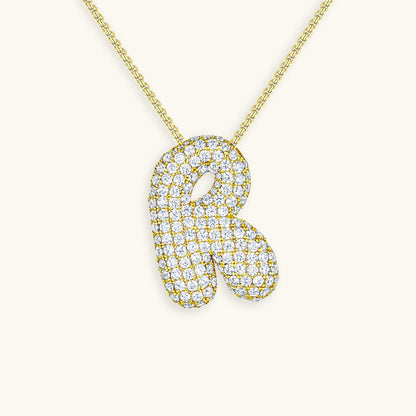 Collar de diamantes con inicial en burbuja