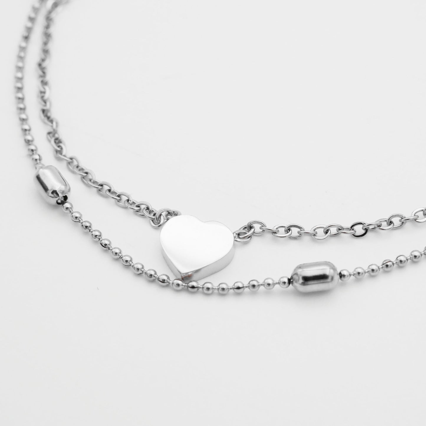 Raisa – Tobillera Doble Fila Corazones y Perlas