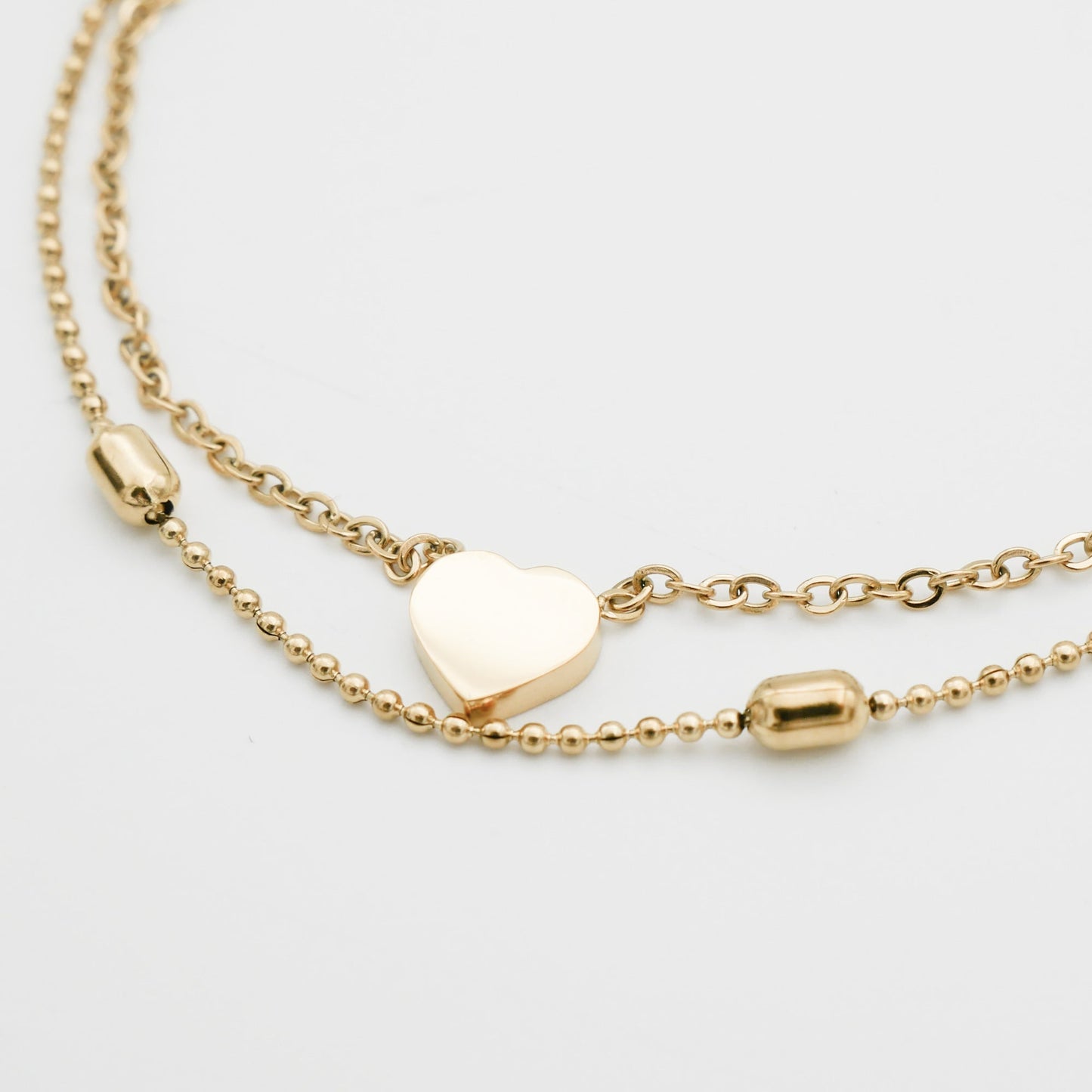 Raisa – Tobillera Doble Fila Corazones y Perlas