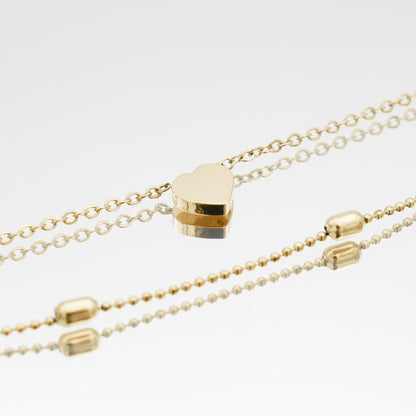 Raisa – Tobillera Doble Fila Corazones y Perlas