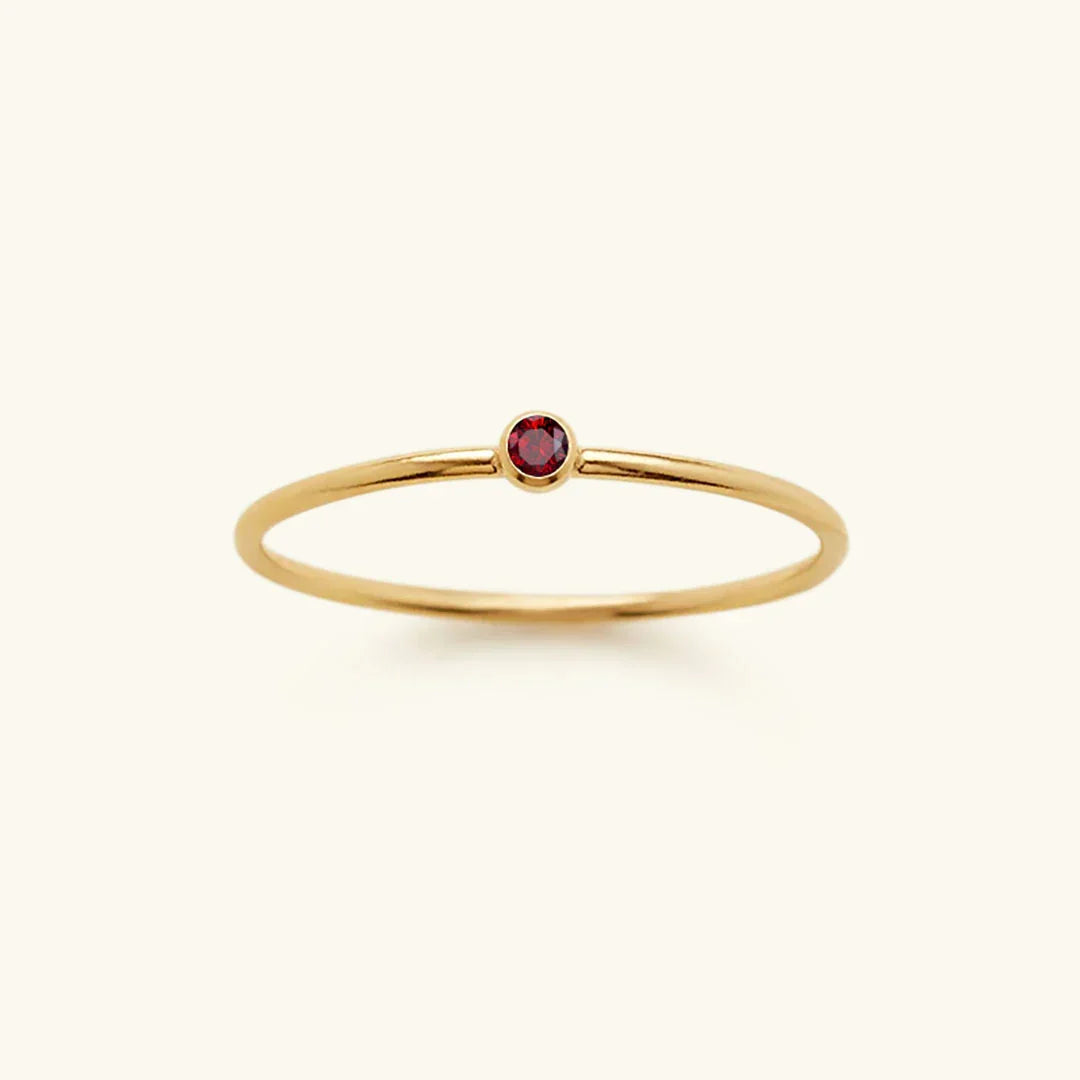 Anillo Apilable de Mujer con Gema de Nacimiento Opcional