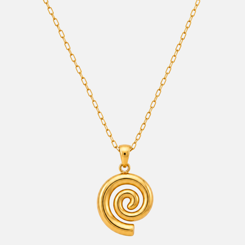 Collar con Colgante de Mujer con Colgante en Forma de Espiral y Diseño Esculpido