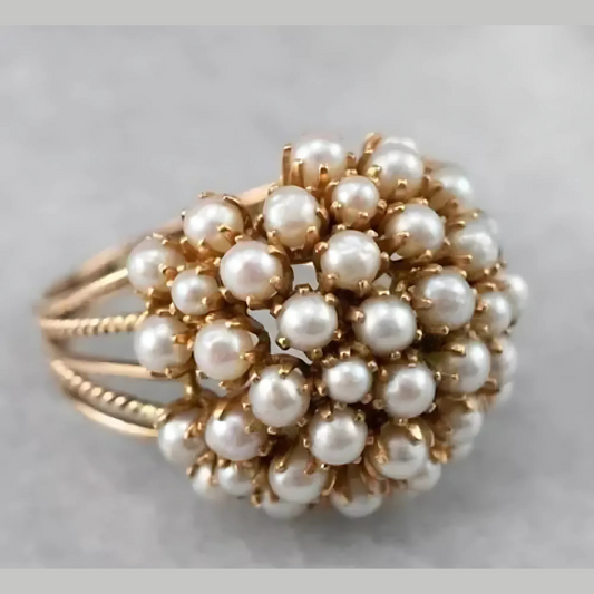 Imogen – Anillo Vintage con Perlas Luminosas Incrustadas