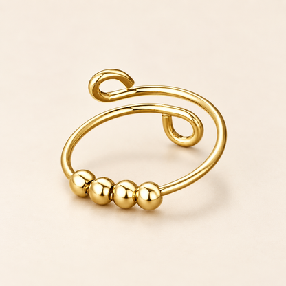 Dama Anillo Fidget Ajustable con cuatro perlas movibles