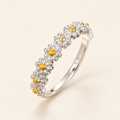 Anillo Ajustable de Margaritas para Damas con Motivo de Flor