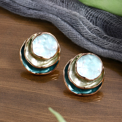 Mireya – Pendientes Vintage Redondos Pintados a Mano en Capas