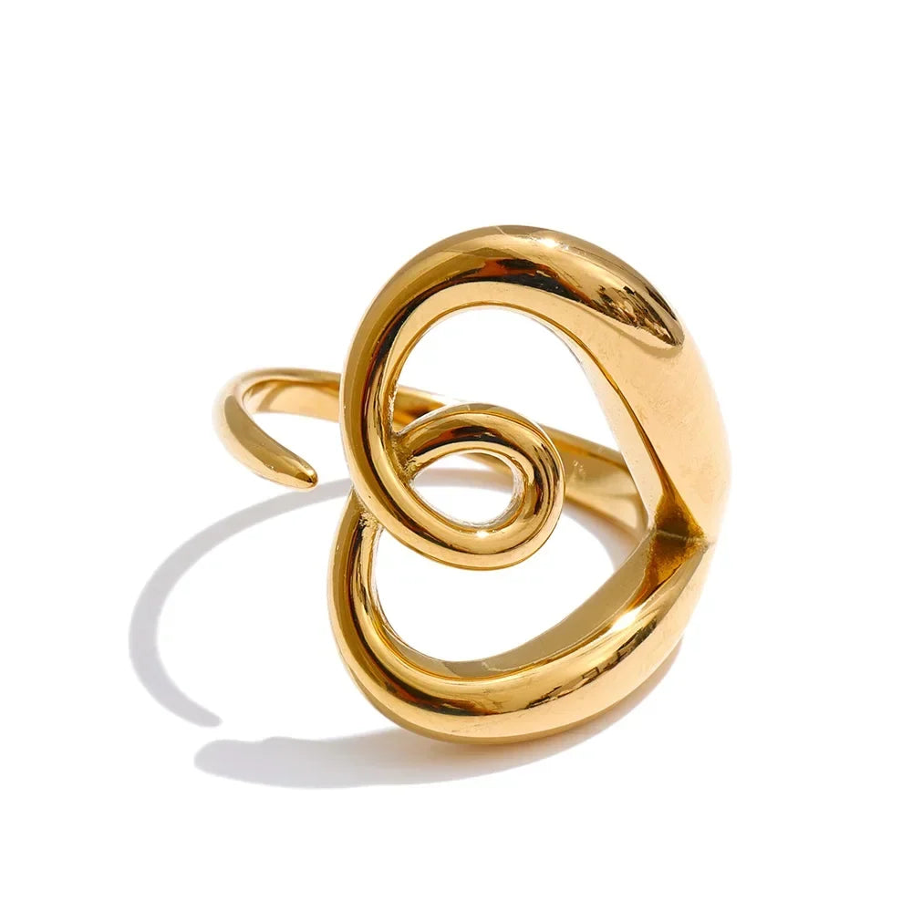Dama Anillo Ajustable Corazón con Motivo de Corazón Hueco y Banda Smooth