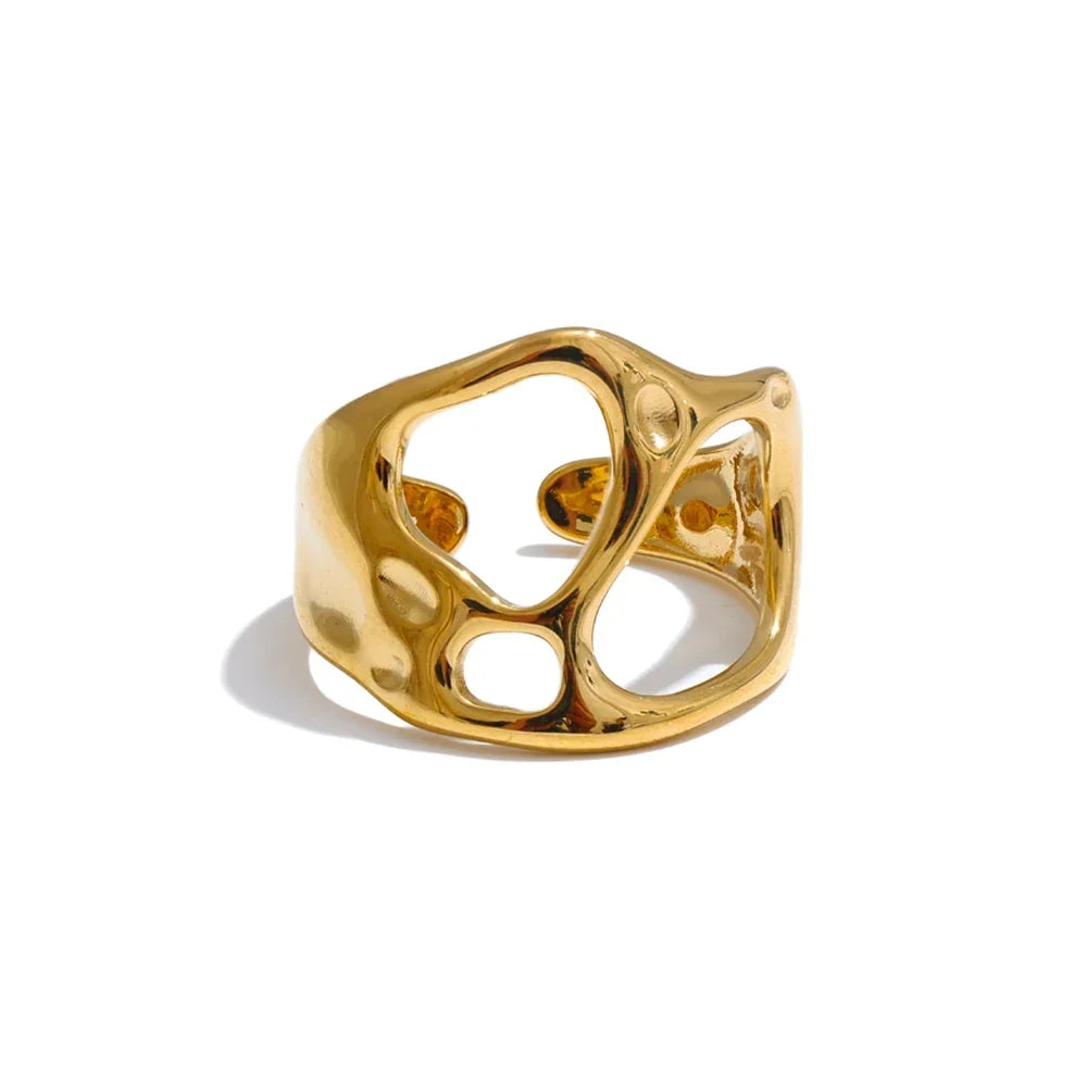 Damas Anillo Abierto Ajustable con Diseño Geométrico Hueco
