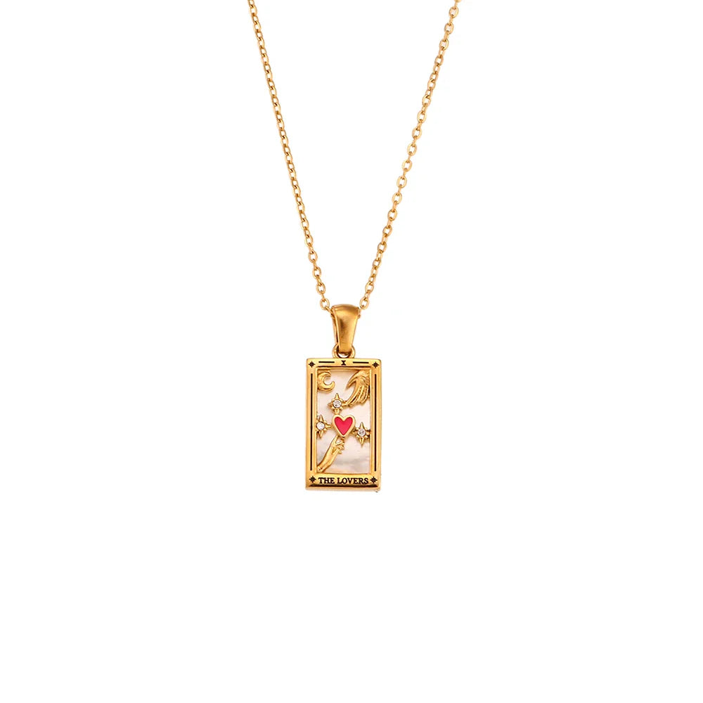 Mystika – Collar Tarot con Colgante Rectangular y Strass