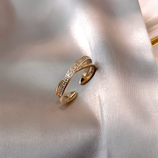 Cassia – Bague Ajustable en Or con Zirconia