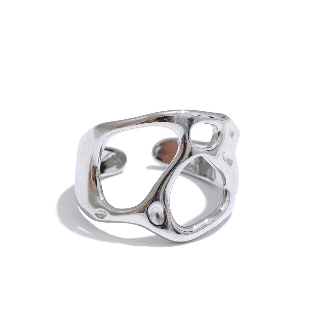 Damas Anillo Abierto Ajustable con Diseño Geométrico Hueco