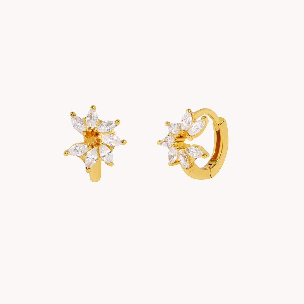 Damas Aros Florales con Motivo de Flor Abierto y Acabado Redondo