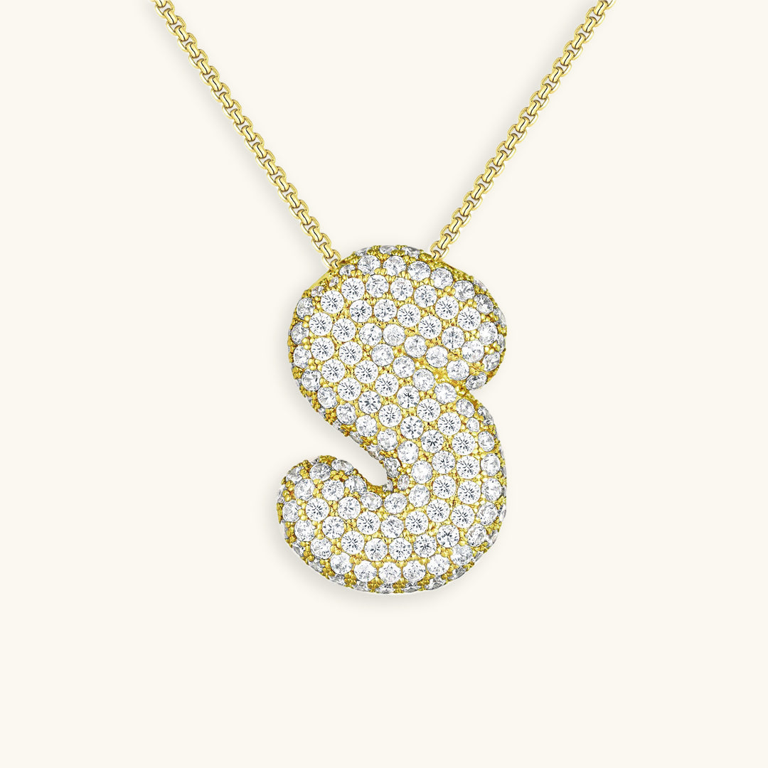 Collar de diamantes con inicial en burbuja