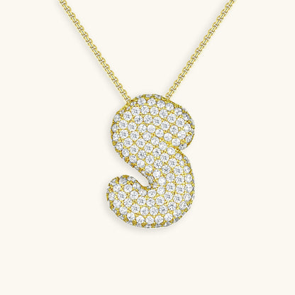 Collar de diamantes con inicial en burbuja