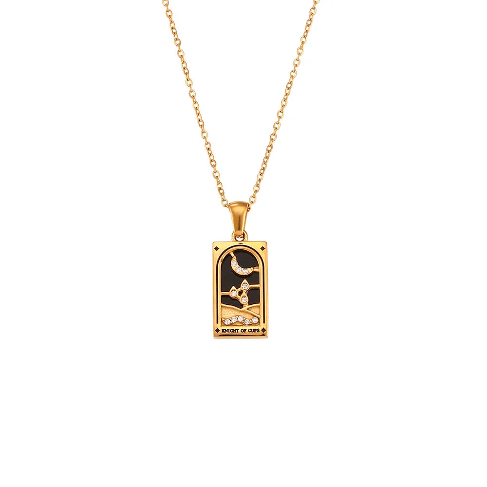 Mystika – Collar Tarot con Colgante Rectangular y Strass