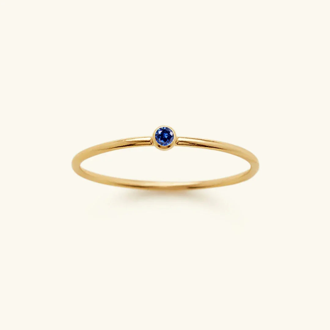Anillo Apilable de Mujer con Gema de Nacimiento Opcional