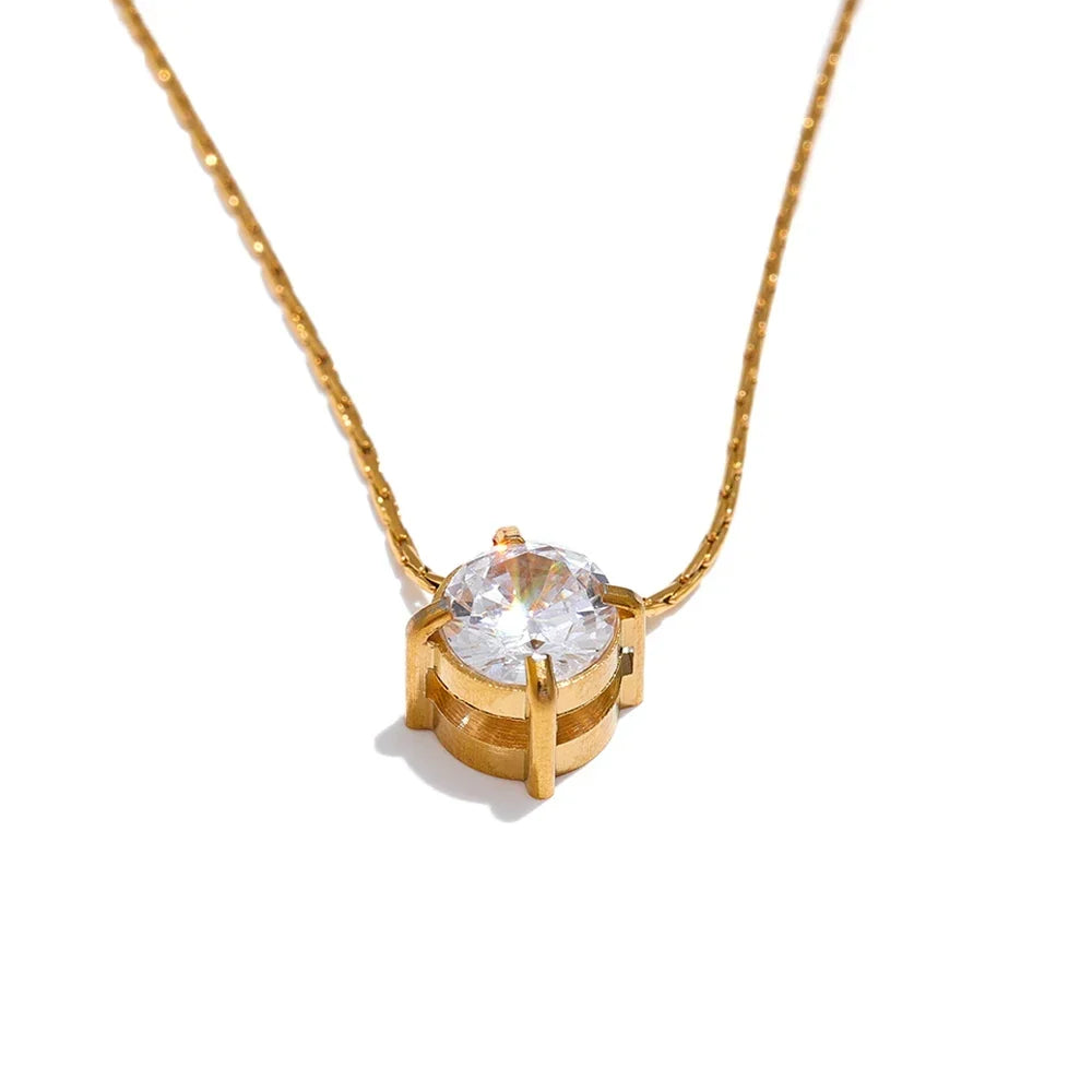 Collar con Colgante de Dama con Colgante Minimalista y Acentos de Piedra