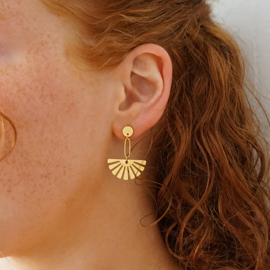 Pendientes de gota floral - Pendientes en forma de abanico
