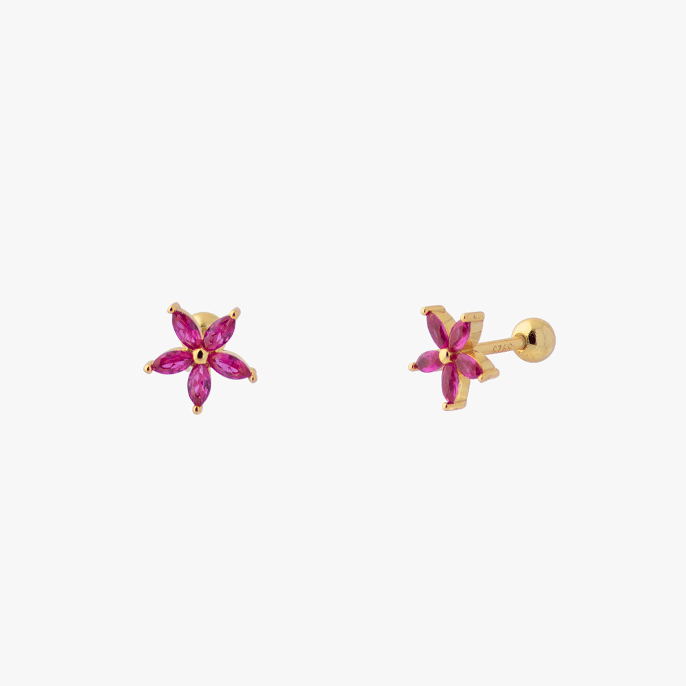 Piercing de flores para mujeres con cinco pétalos y cierre de bola enroscable
